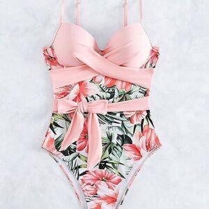 White Reef High Cut Wired Cup Floral Pink One-Piece Swimsuit Women’s‎ Large